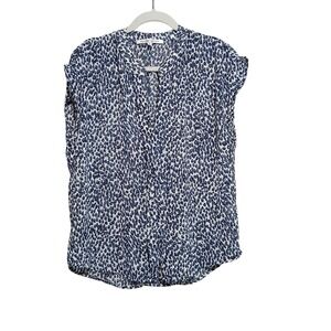 Collective‎ Concepts Women's Blue Print Sleeveless Blouse Top